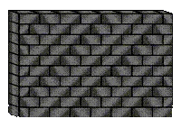 A monochrome illustration of a brick wall deconstructing from the center